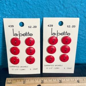 5 for $10: 12 la petite Red Buttons 1/2” #439 MADE IN GERMANY
